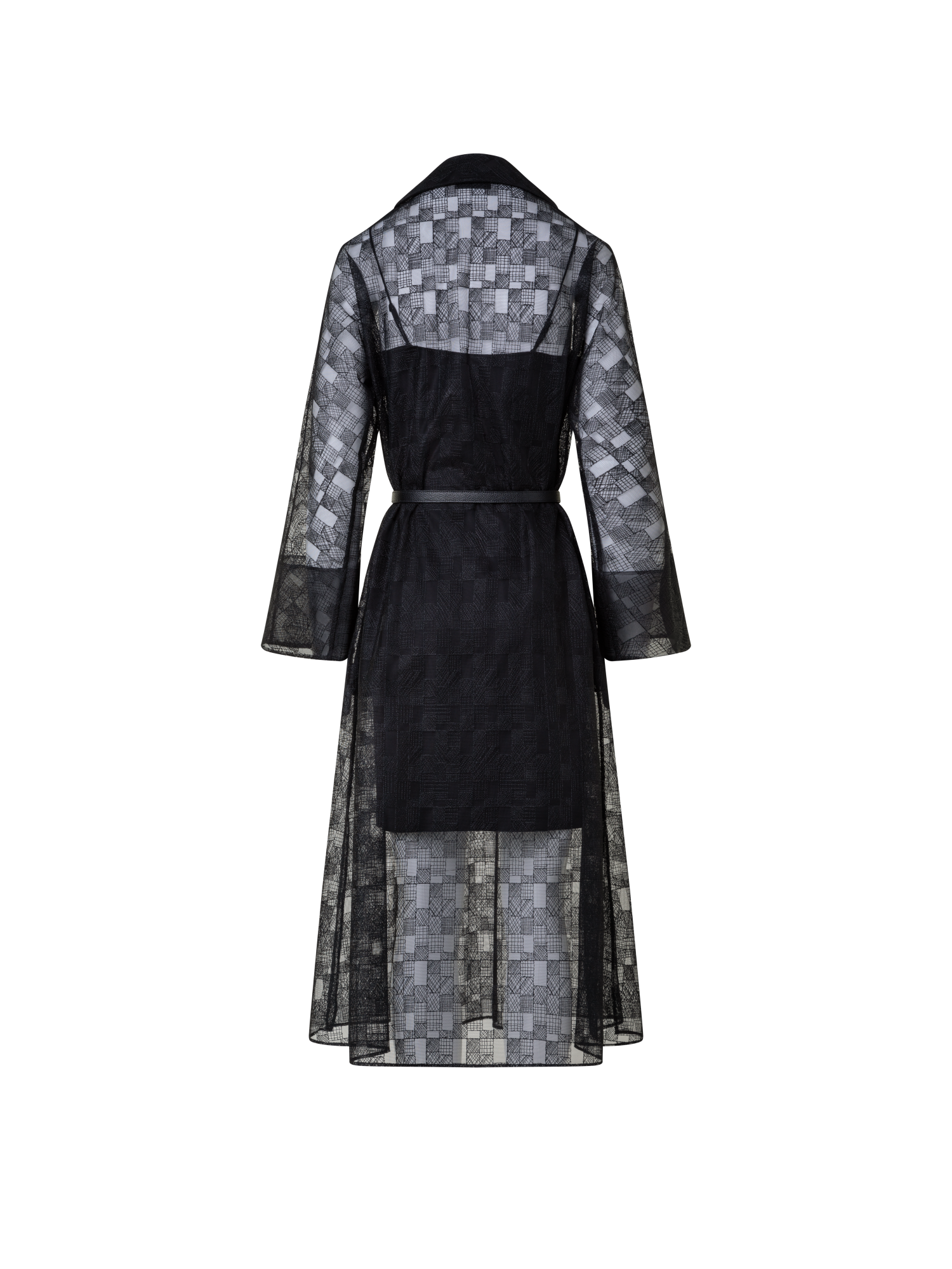 Designer Shirt Dress in Lizzy Grid Embroidery - black