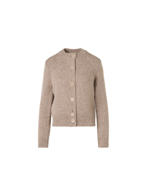 Designer Knit Cardigan in Fluffy Alpaca - beige