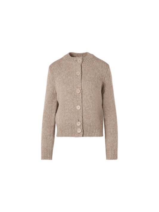 Designer Knit Cardigan in Fluffy Alpaca - beige
