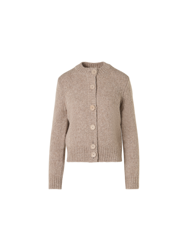 Designer Knit Cardigan in Fluffy Alpaca - beige