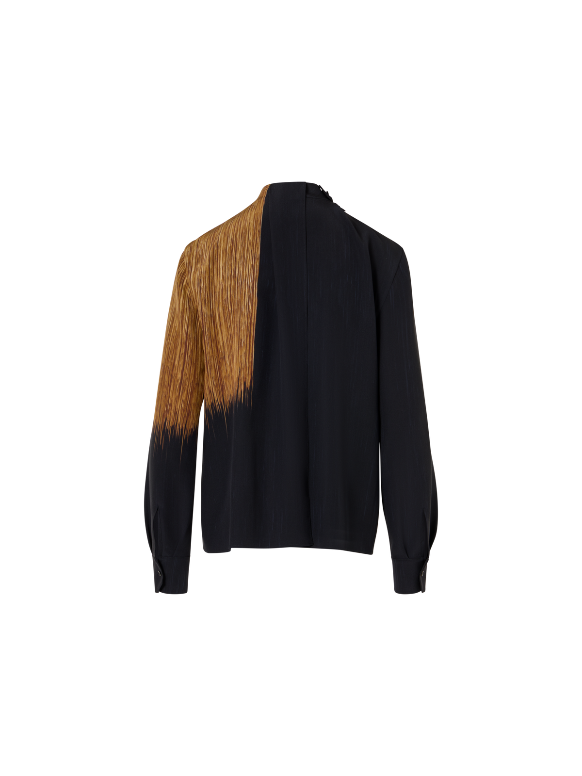Designer Silk Blouse in Oro Lienzo Print with Overlayer - black - brown - multicolor