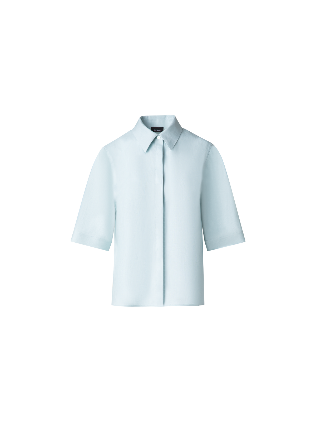 Designer Boxy Shirt Blouse in Linen - pastel - blue