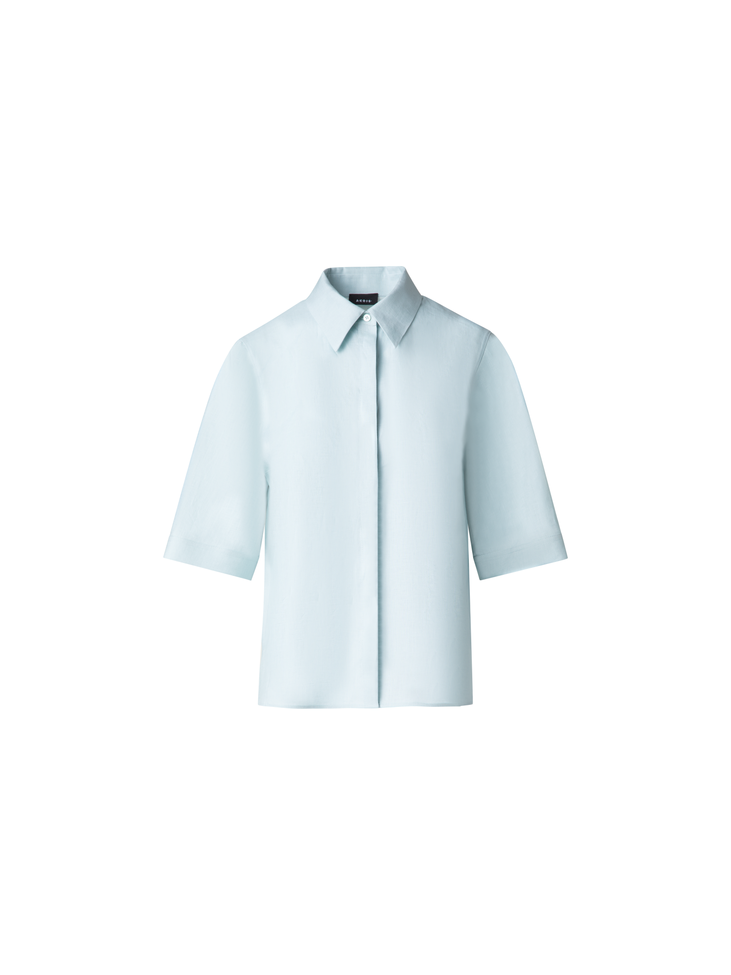 Designer Boxy Shirt Blouse in Linen - pastel - blue
