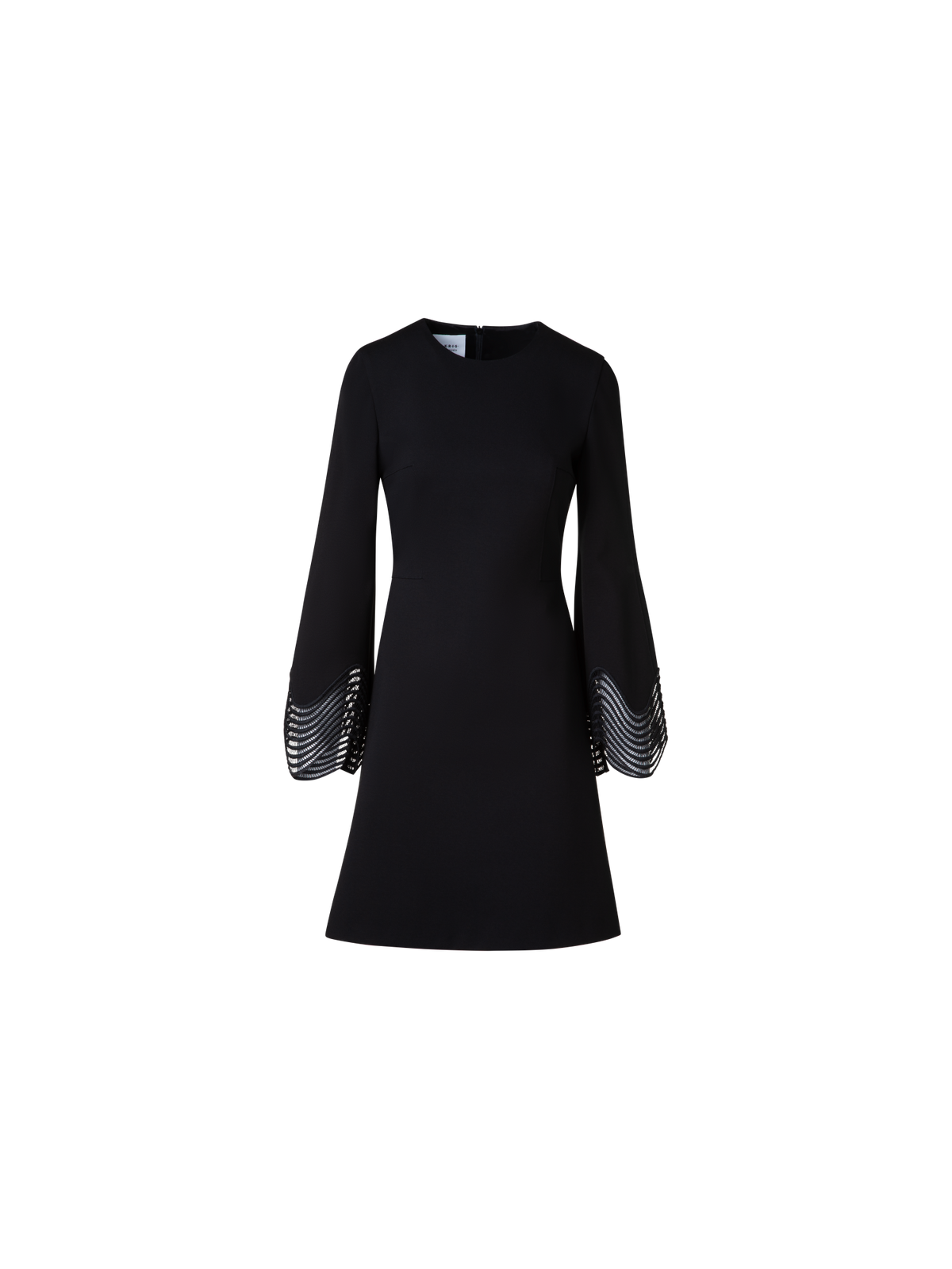 Designer Jersey Mini Dress with Wave Lace - black