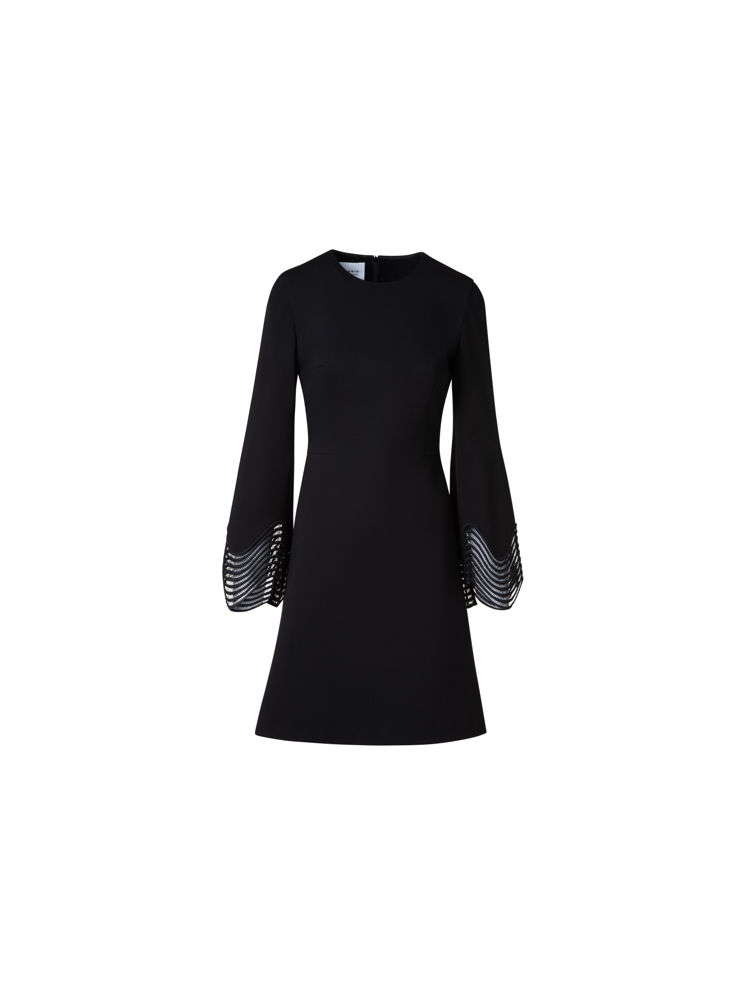 Designer Jersey Mini Dress with Wave Lace - black