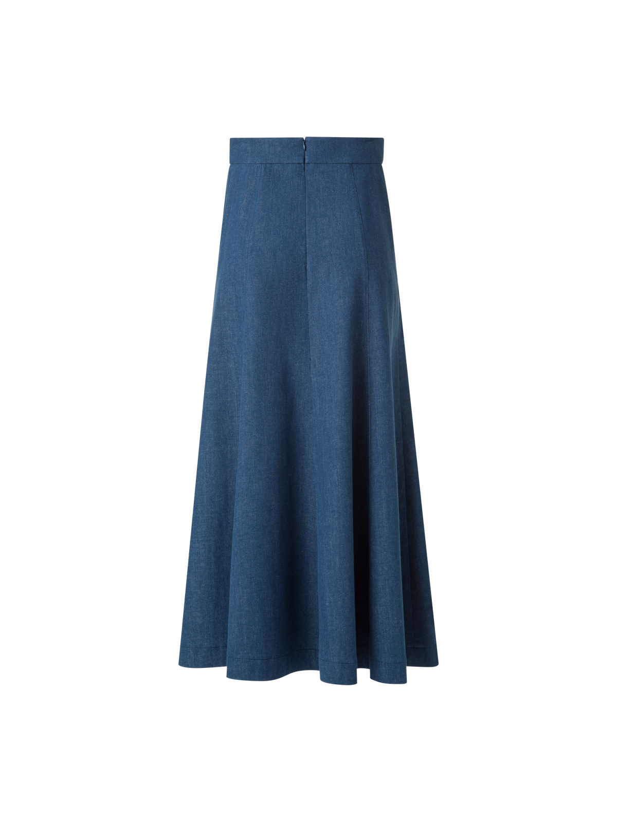 Designer A-Line Cotton Denim Midi Skirt - blue