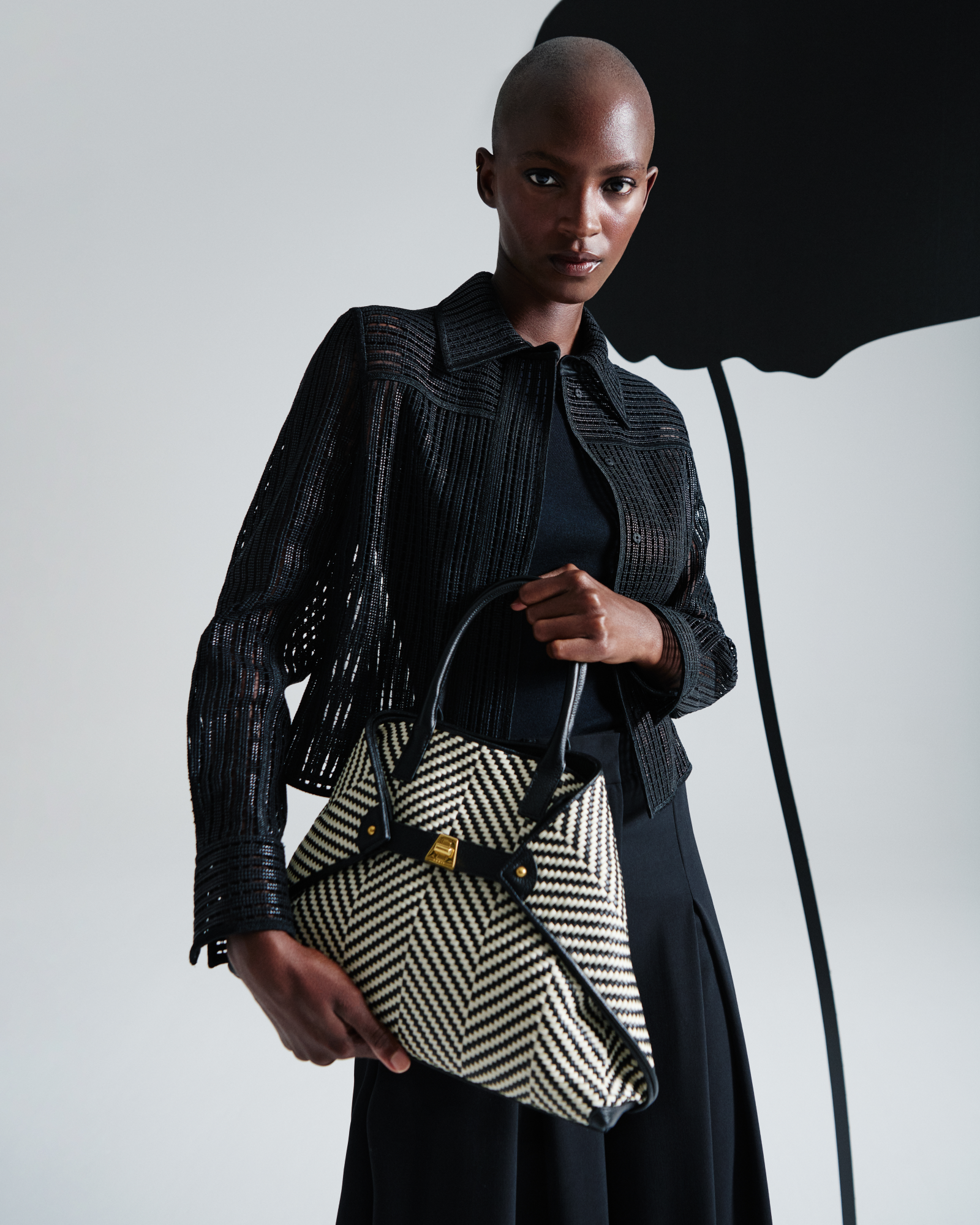 Designer Ai Small Top Handle Tote - neutral - black - multicolor - white 