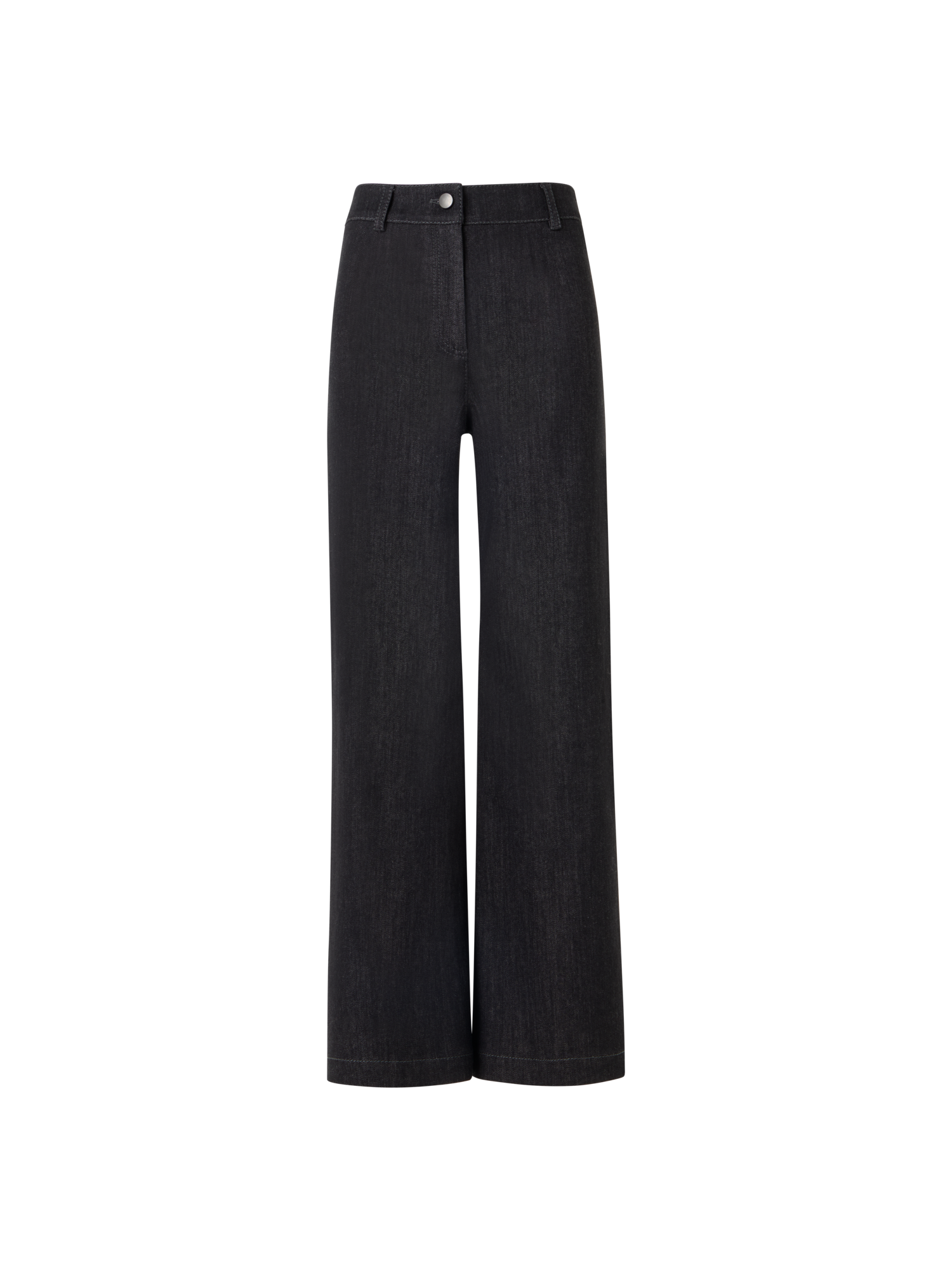 Designer Caia Straight-Leg Pants in High-Stretch Cotton Denim - black
