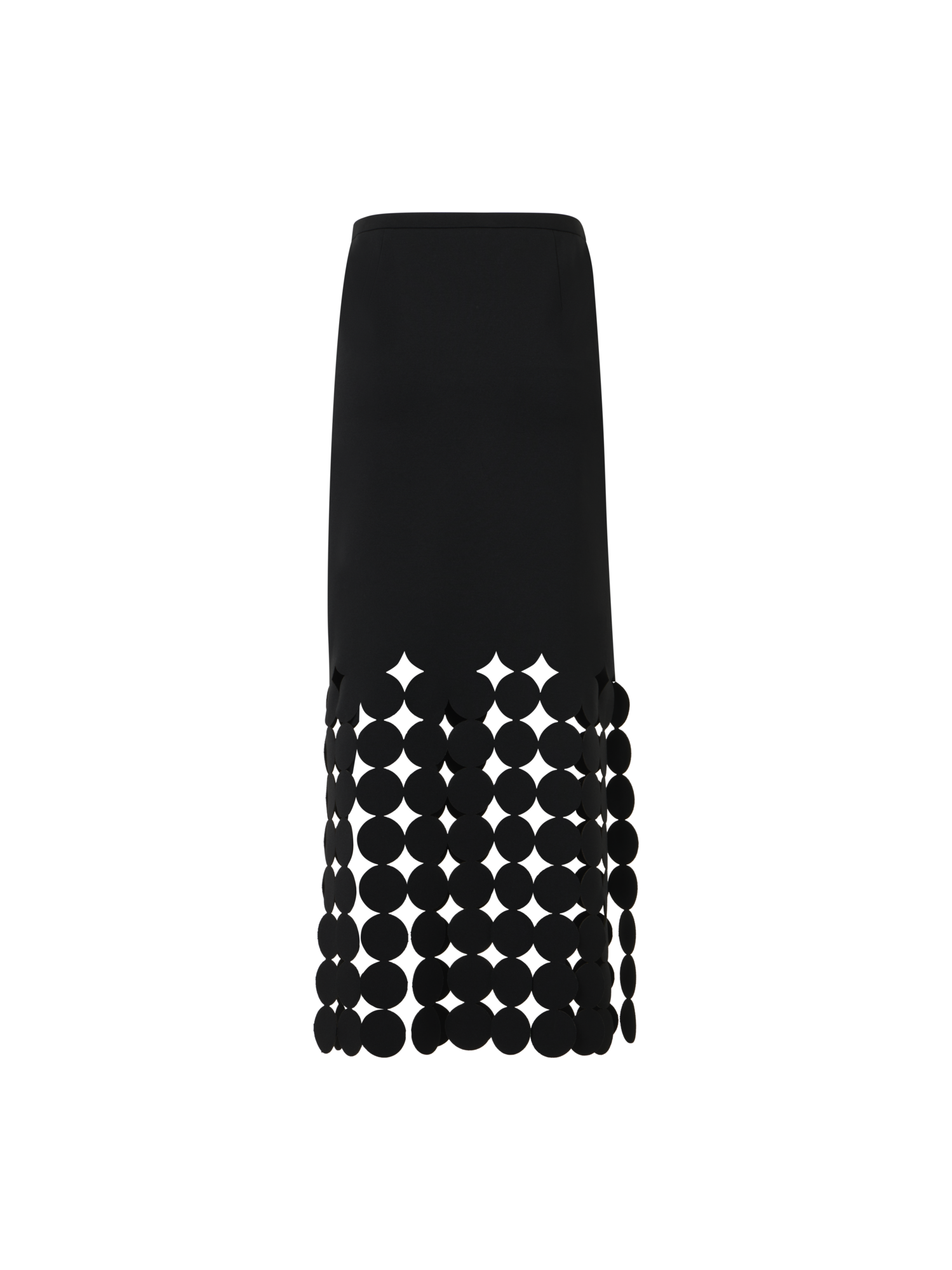 Designer Dropping Dot Cut-Out Jersey Midi Skirt - black