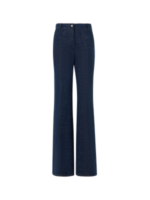 Designer Bootcut Pants in Brushed Winter Denim - navy