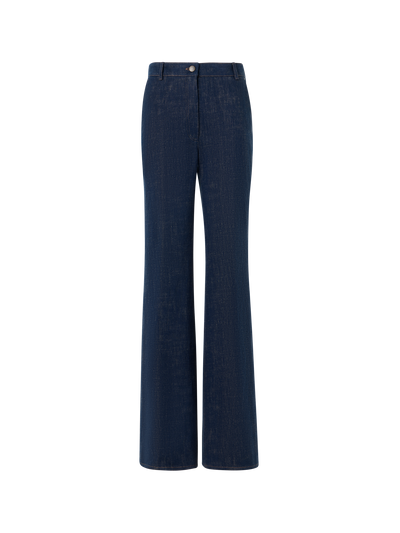 Designer Bootcut Pants in Brushed Winter Denim - navy