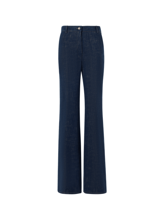 Designer Bootcut Pants in Brushed Winter Denim - navy