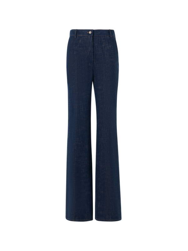 Designer Bootcut Pants in Brushed Winter Denim - navy