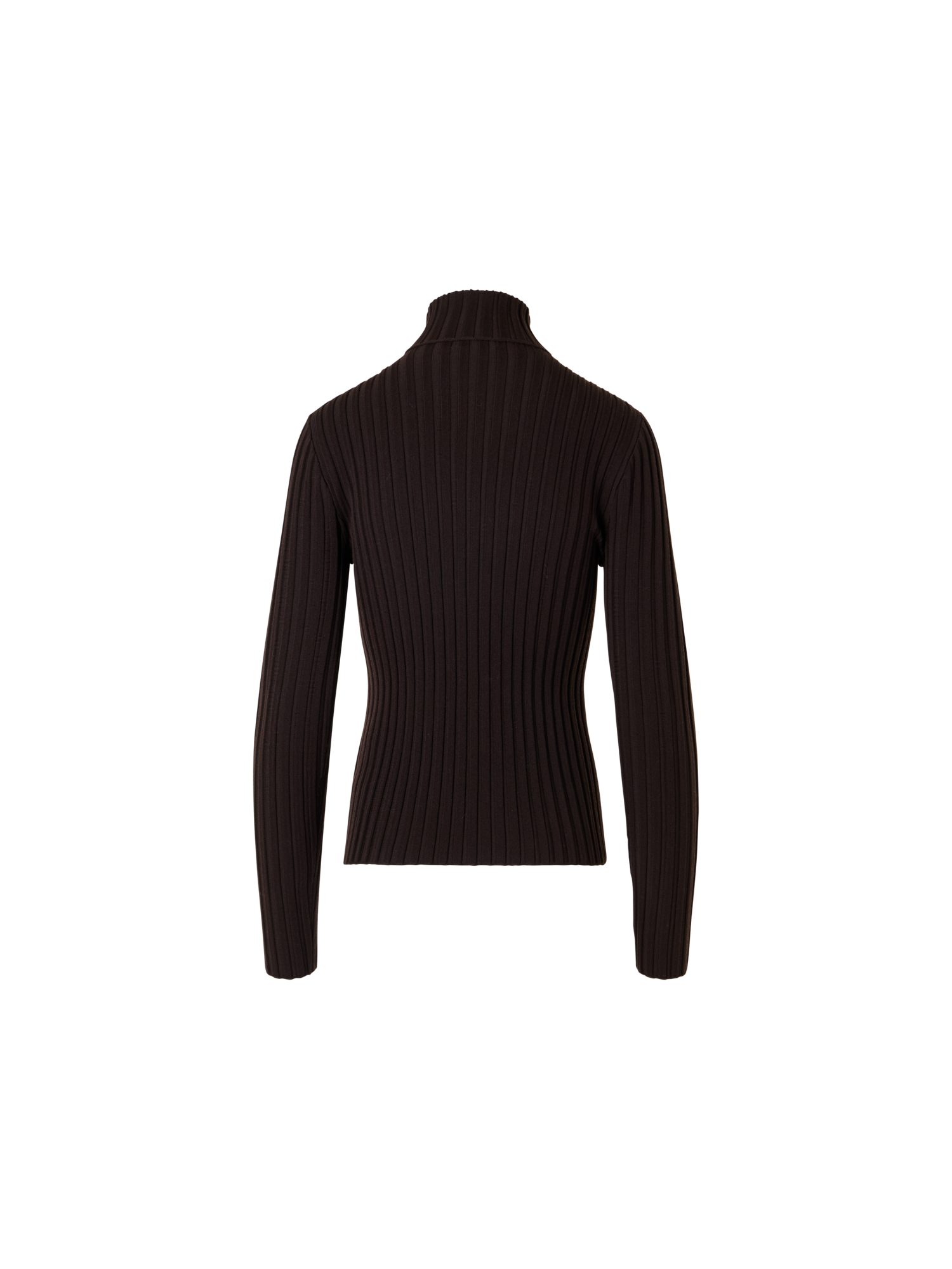Designer Reversed Rib Merino Knit Turtleneck - brown