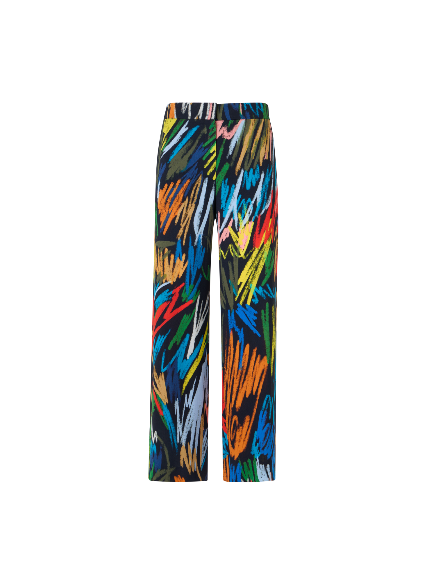 Designer Marlon Elastic Waist Scribble Print Cropped Pants - black - multicolor