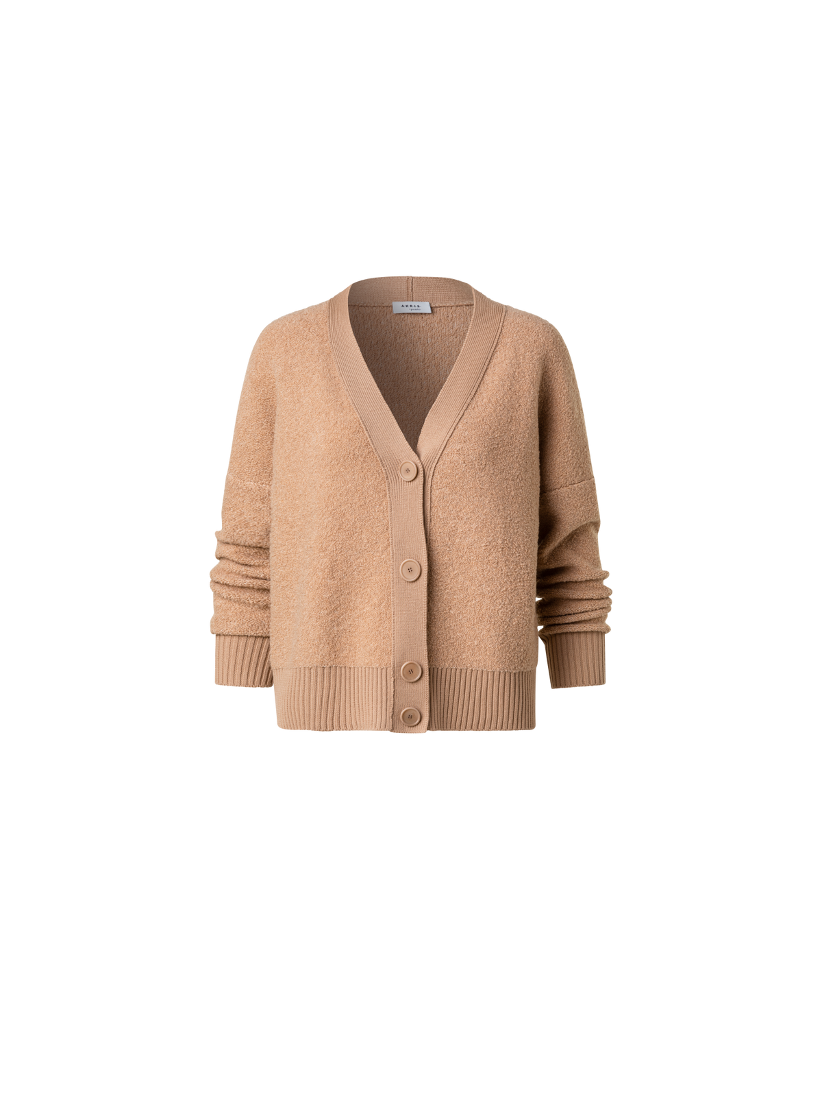 Designer Soft Wool Bouclé Knit Cardigan - beige