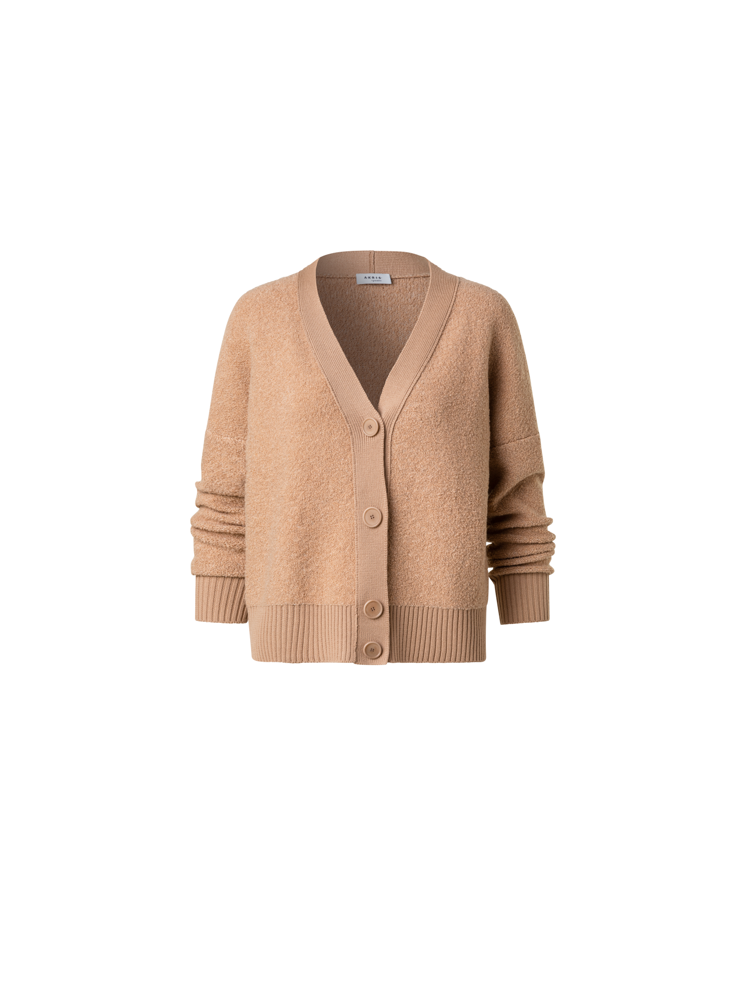 Designer Soft Wool Bouclé Knit Cardigan - beige