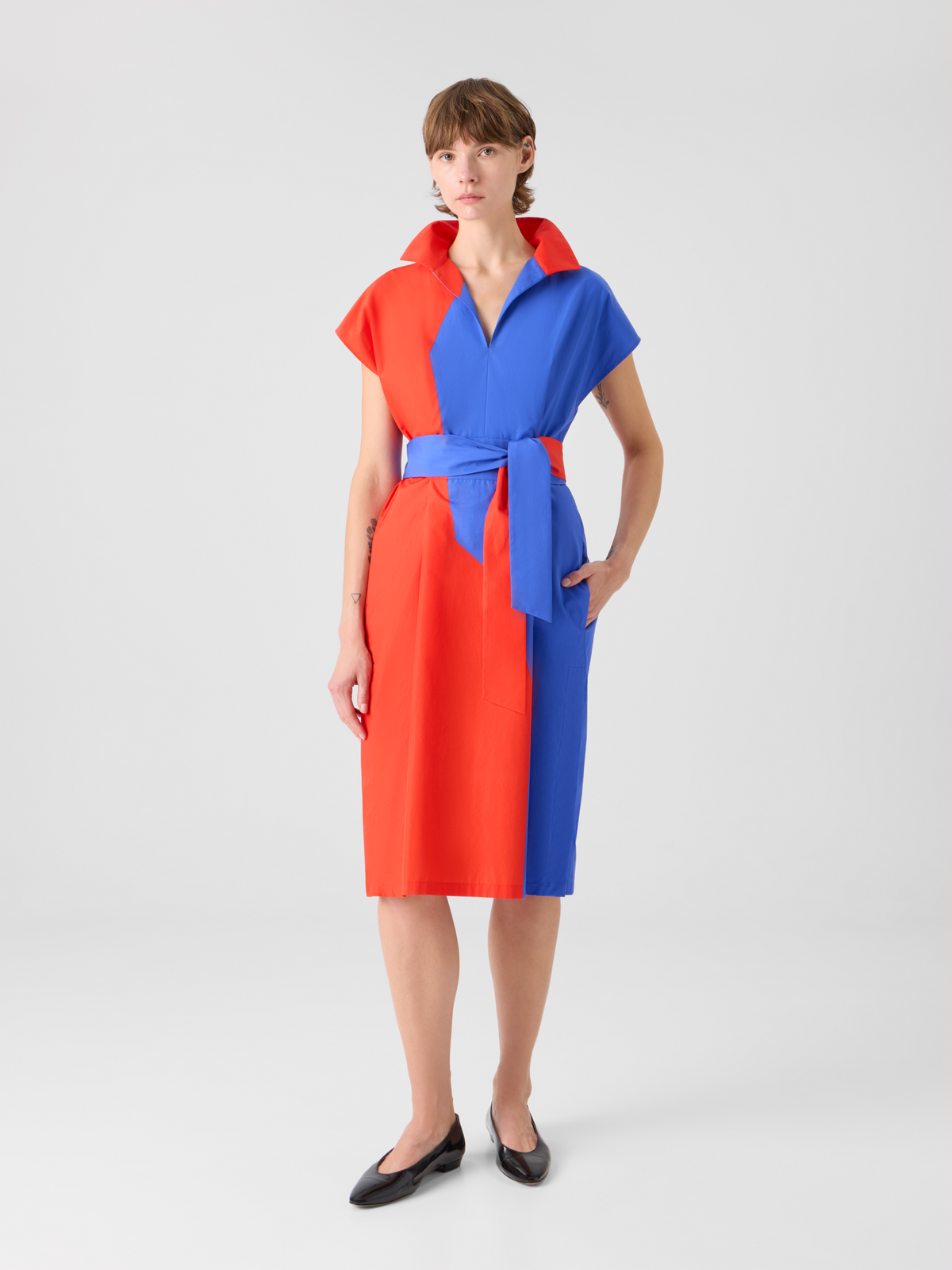 Designer Cotton Shirt Dress with High Plains Print - multicolor