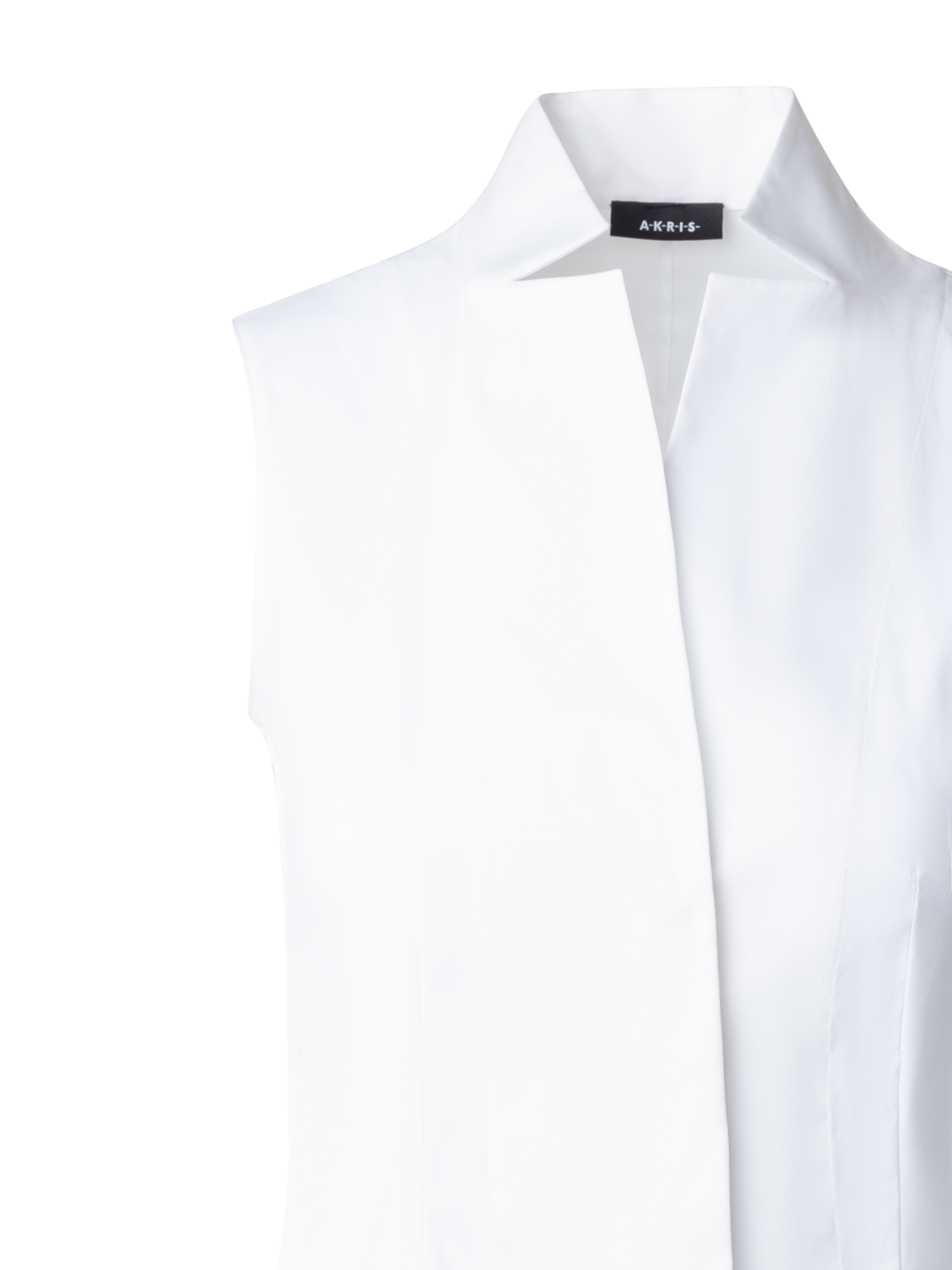 Designer Sleeveless Cotton Stretch Blouse - white