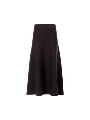 Designer Milano Knit Flared Midi Skirt - brown
