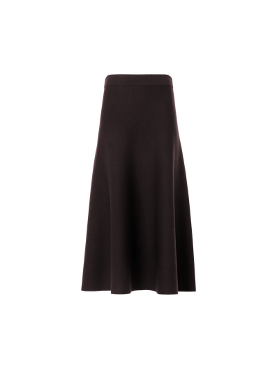 Designer Milano Knit Flared Midi Skirt - brown