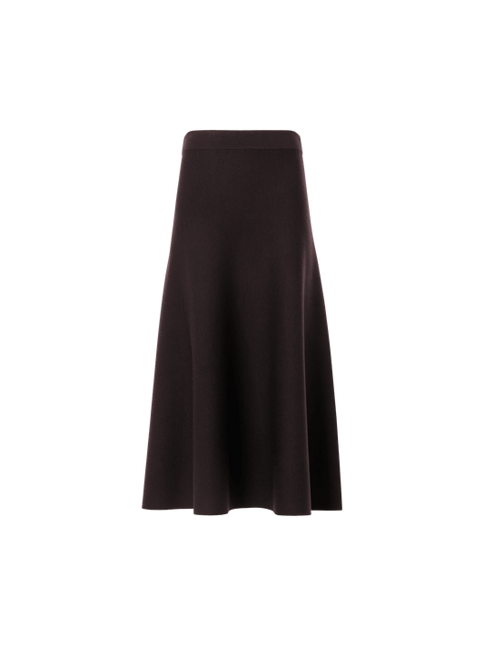 Designer Milano Knit Flared Midi Skirt - brown