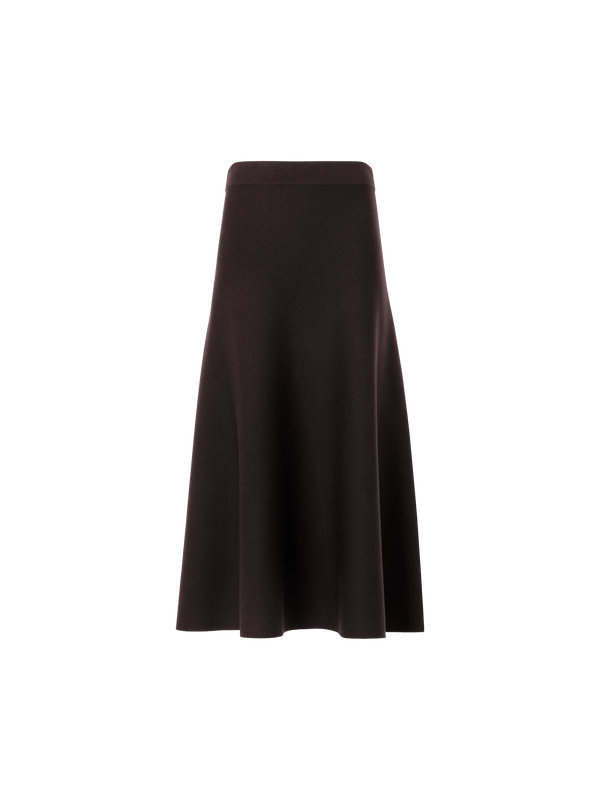 Designer Milano Knit Flared Midi Skirt - brown
