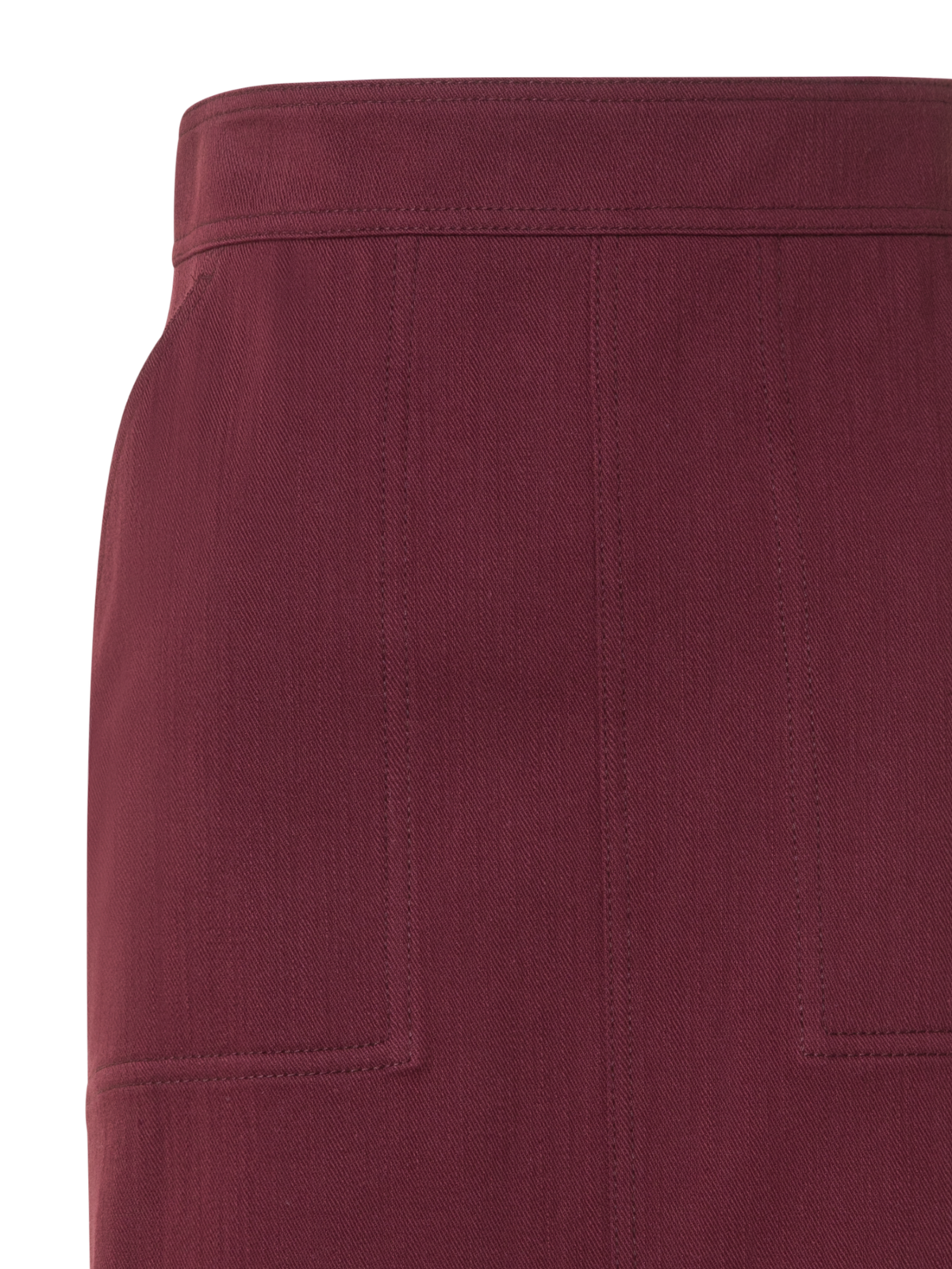 Designer Cotton Denim Pencil Skirt with Fringes - red - purple