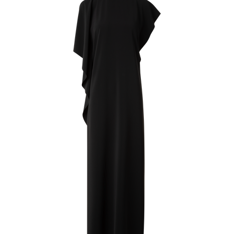 Laser Cut Midi Dress with Off-shoulder Drape