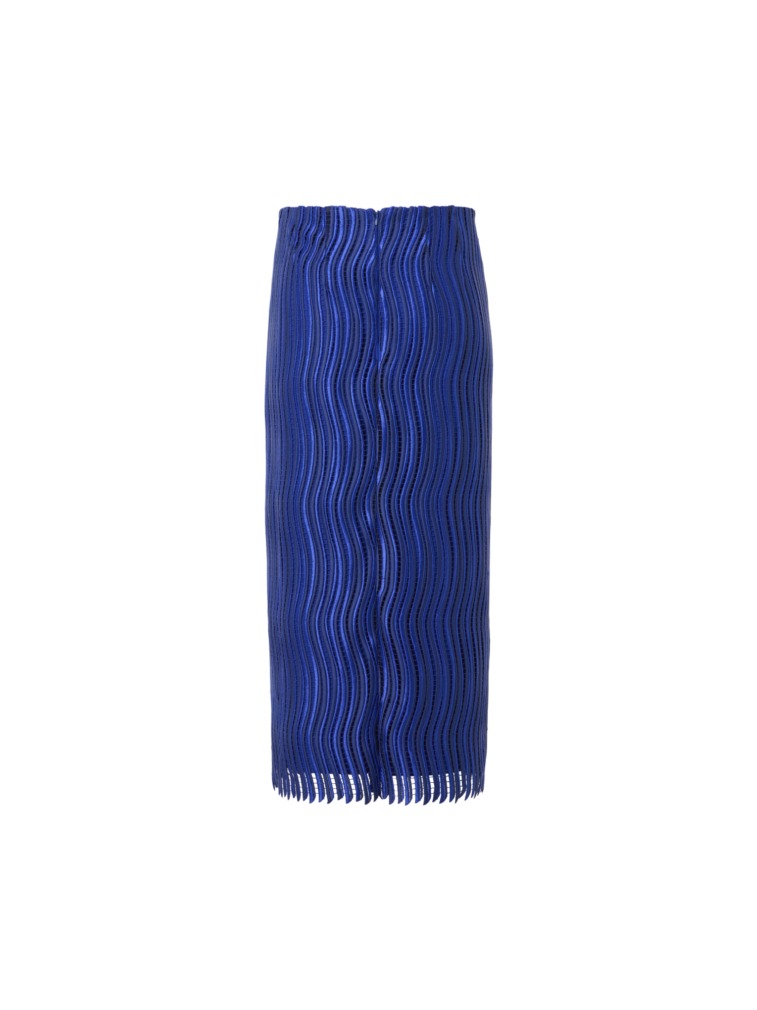Designer Midi Pencil Skirt in Wave Guipure - blue
