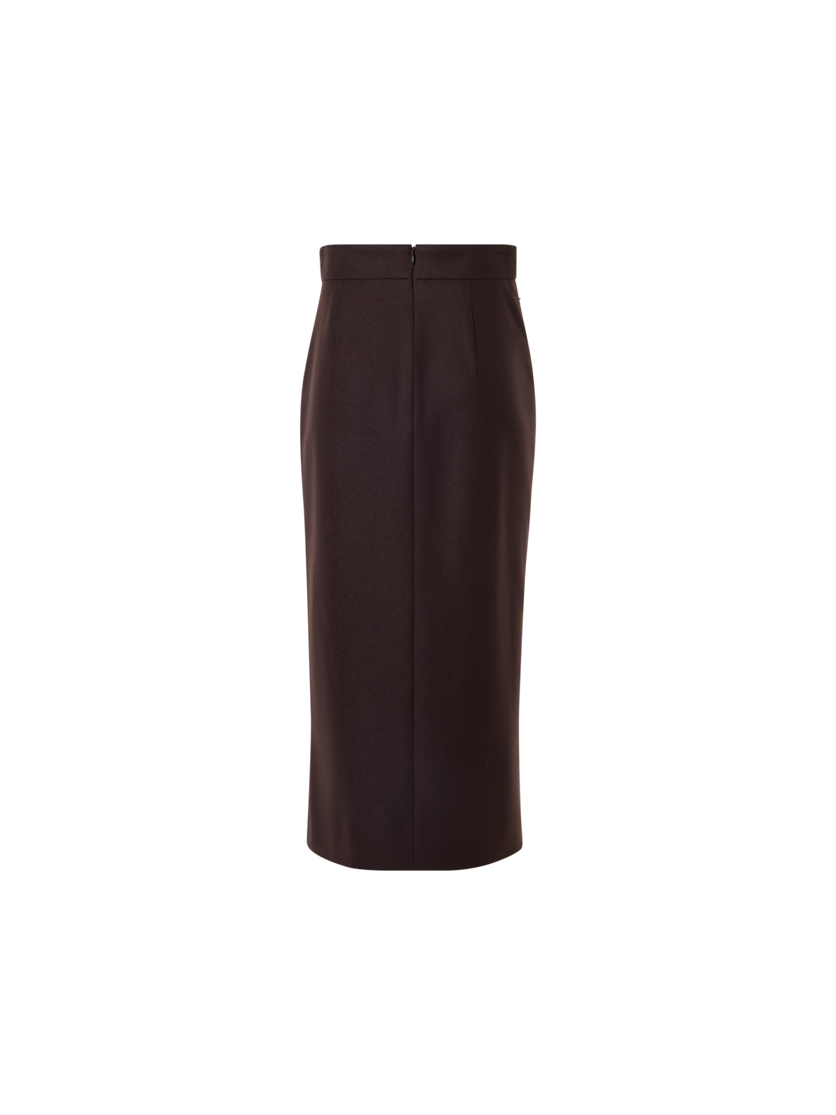 Designer Pleated Midi Pencil Skirt in Wool Flannel - brown