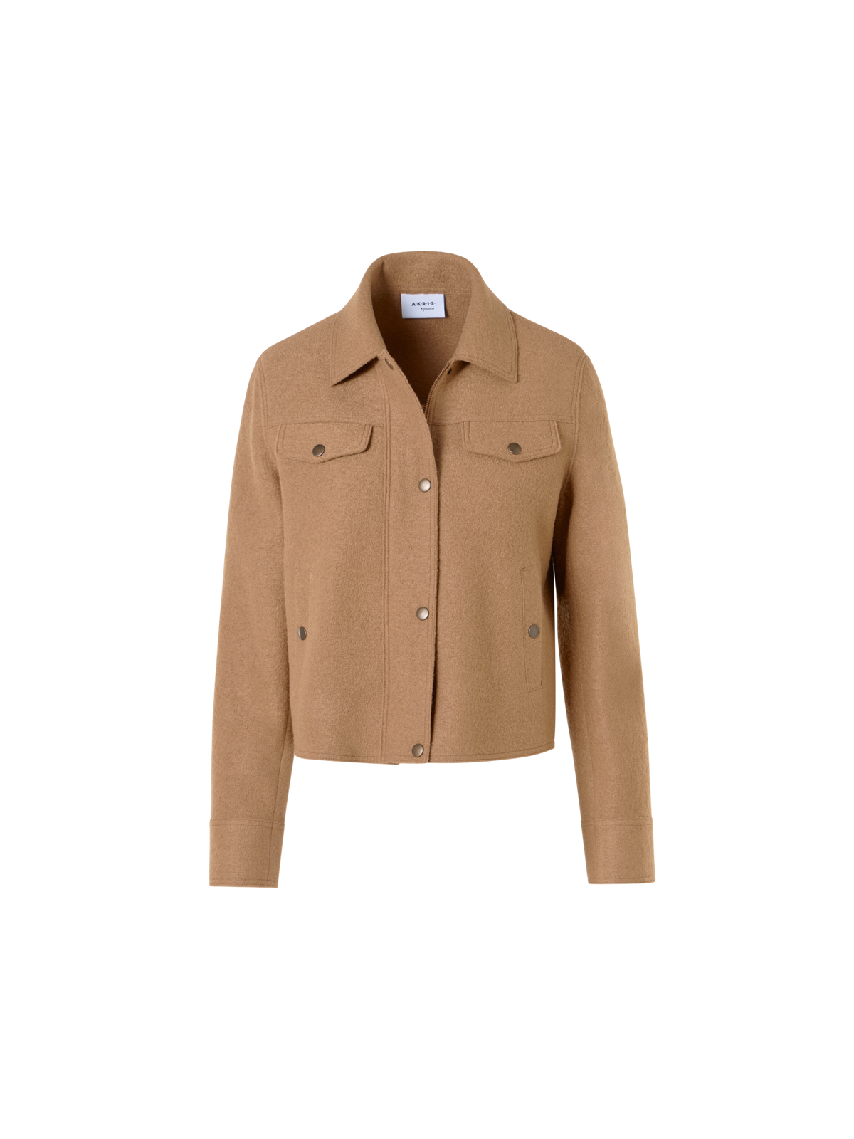 Designer Denim Style Jacket in Boiled Wool - brown