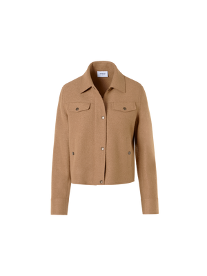 Designer Denim Style Jacket in Boiled Wool - brown