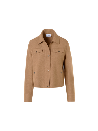 Designer Denim Style Jacket in Boiled Wool - brown