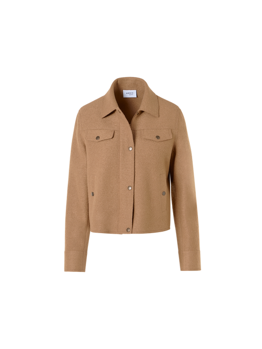 Designer Denim Style Jacket in Boiled Wool - brown