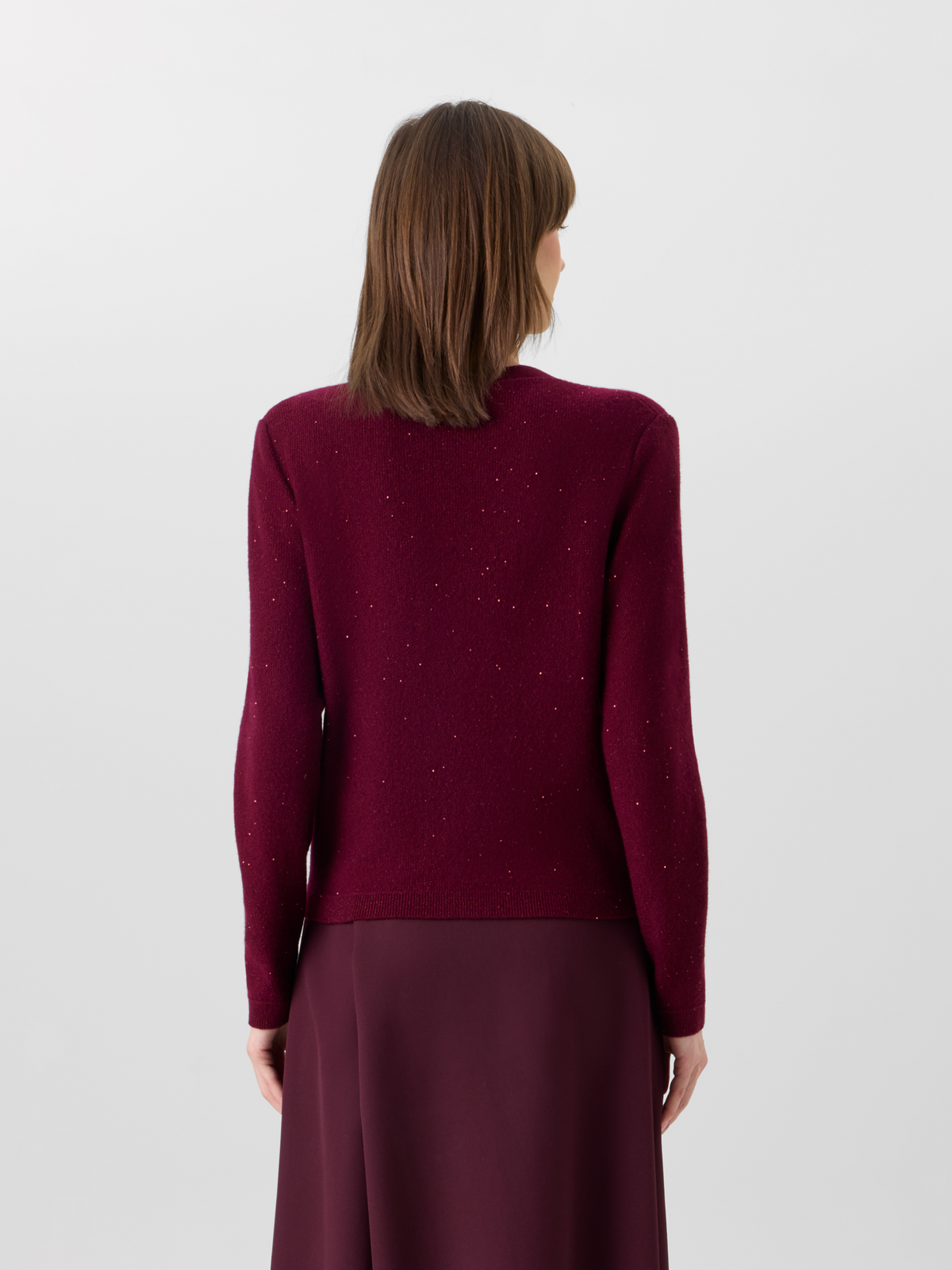 Designer Cashmere Lamé Cardigan with Fine Sequins - red #editorial