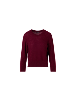 Designer Cashmere Sweater with Fine Sequins - red
