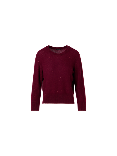 Designer Cashmere Sweater with Fine Sequins - red