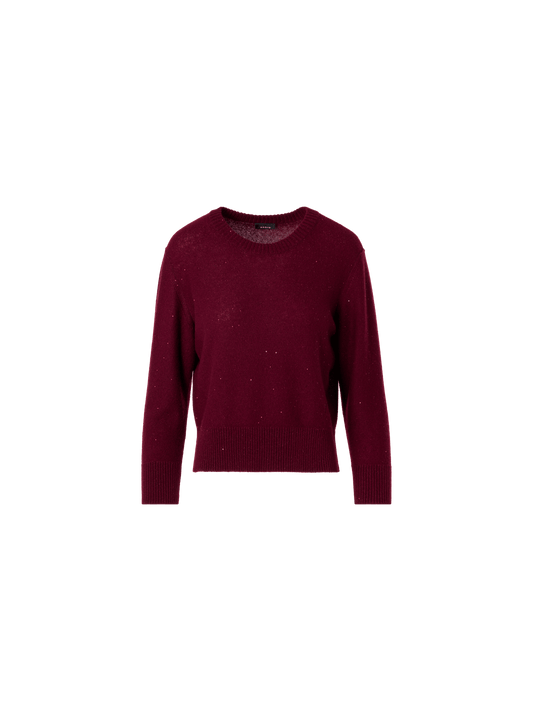 Designer Cashmere Sweater with Fine Sequins - red