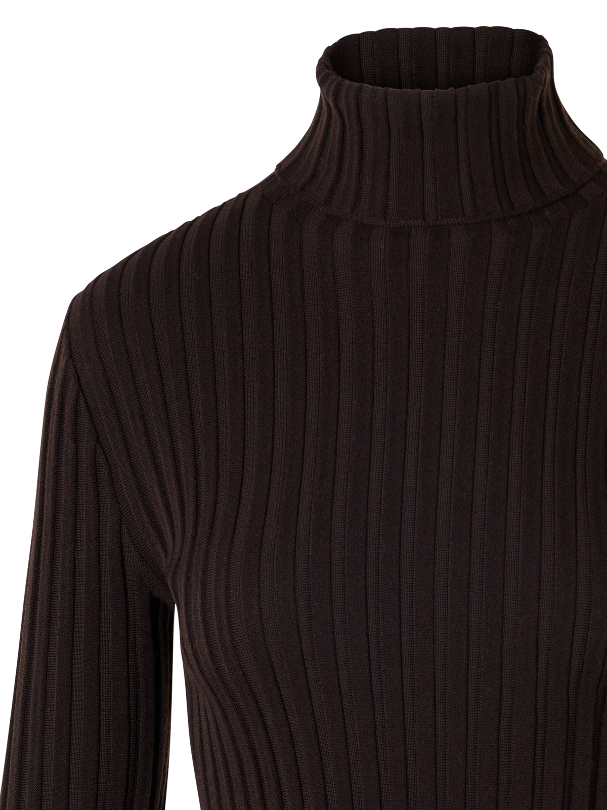 Designer Reversed Rib Merino Knit Turtleneck - brown