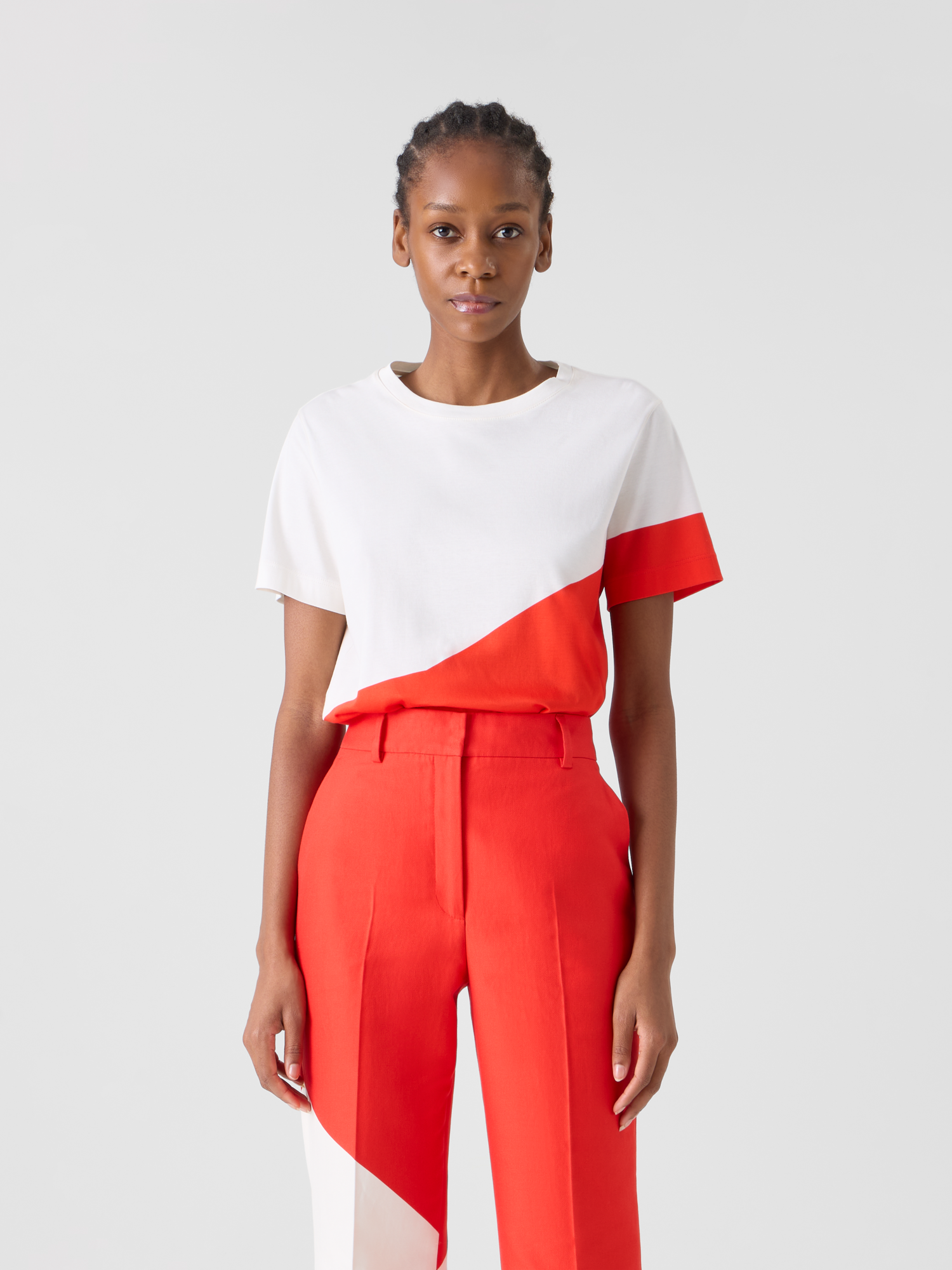 Designer Relaxed Cotton T-Shirt with Polygon Print - multicolor 