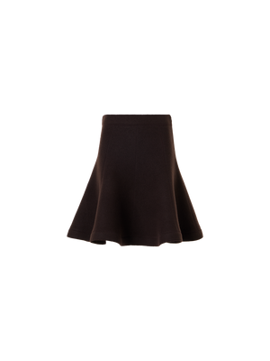 Designer Flared Skirt in Boiled Wool - brown