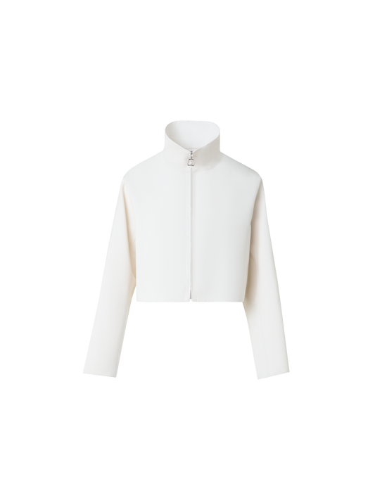 Designer Cropped Jacket in Cotton Double-Face - neutral - ecru - white