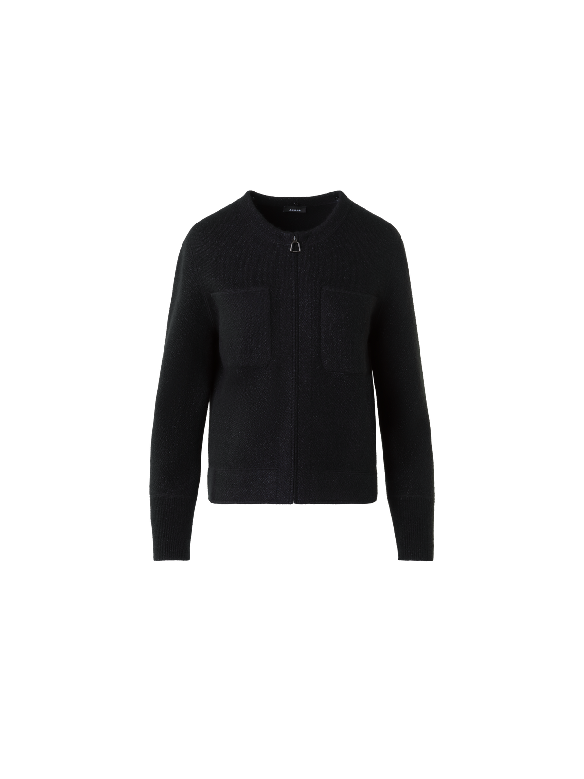 Designer Short Cashmere Lamé Cardigan with Detachable Sable Collar - black