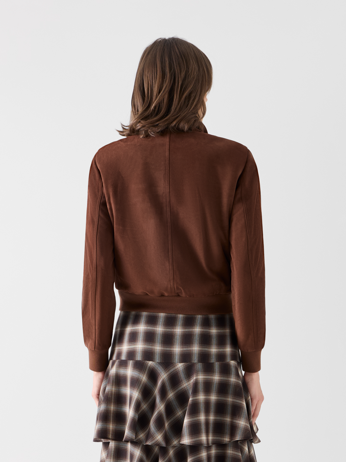 Designer Bomber Jacket in Suede Goat Leather - brown 