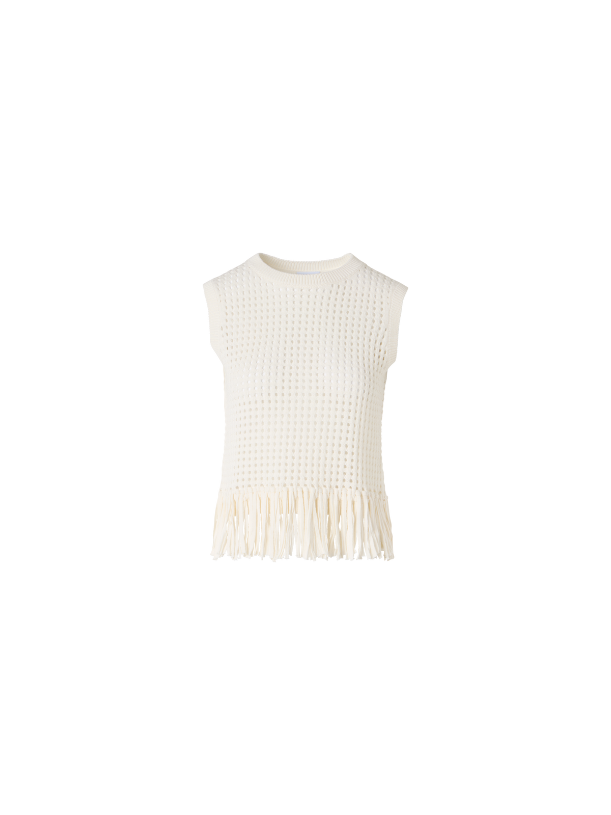 Designer Sleeveless Chunky Cotton Mesh Knit Top - ecru