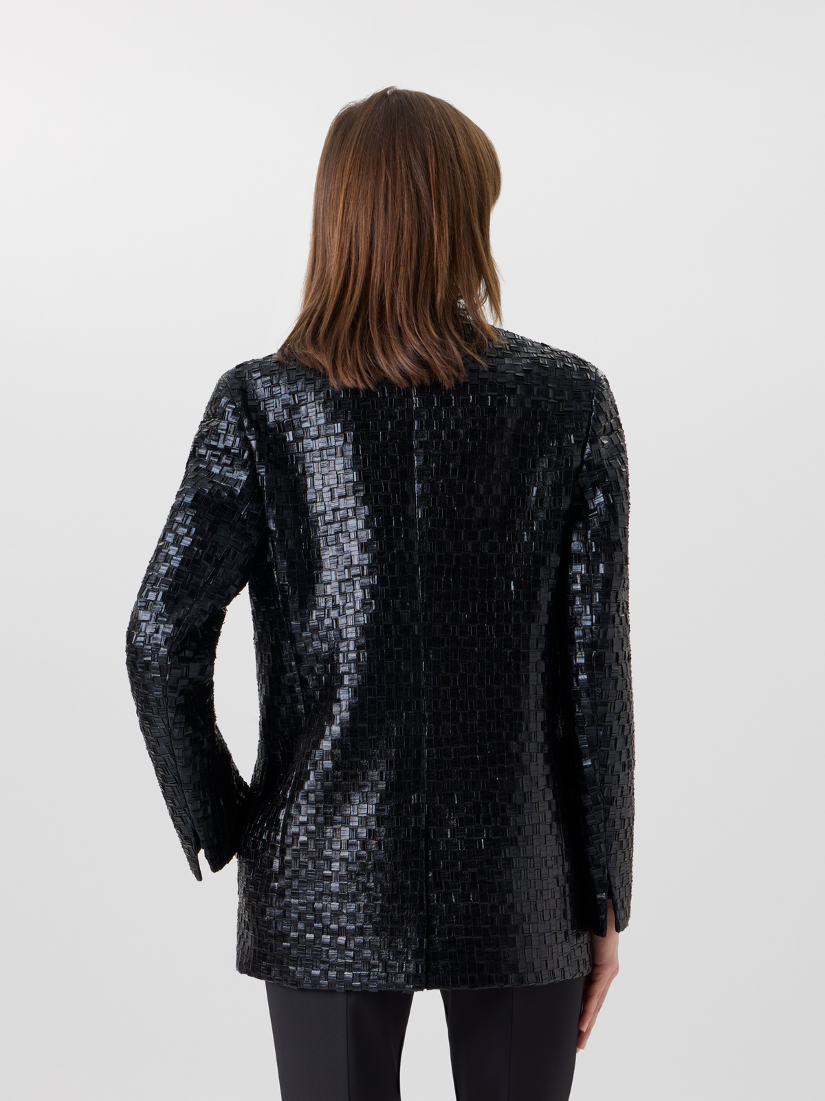 Designer Techno Metal Braid Cardigan Jacket - black 