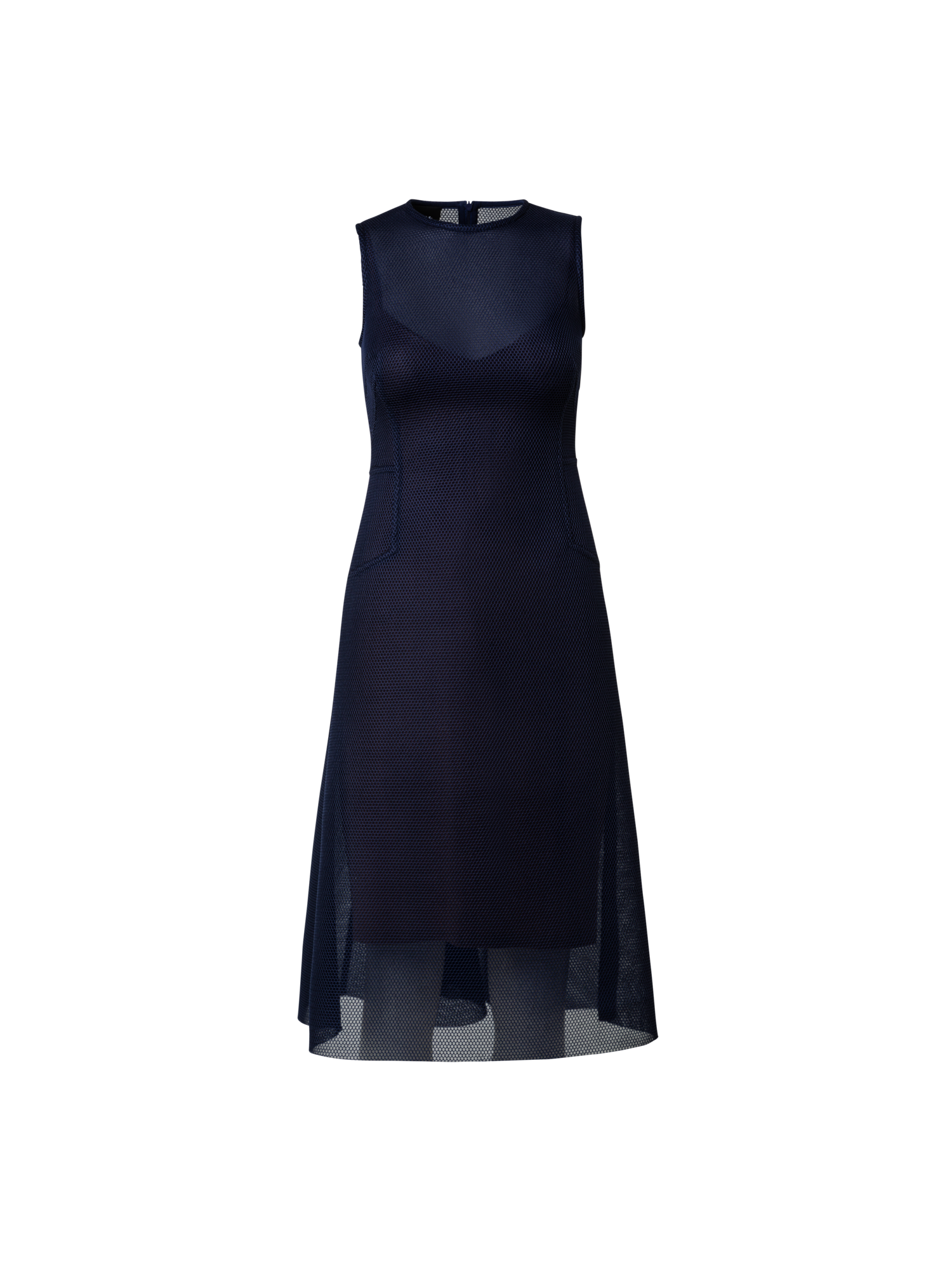 Designer Techno Grid Midi Dress - navy - blue