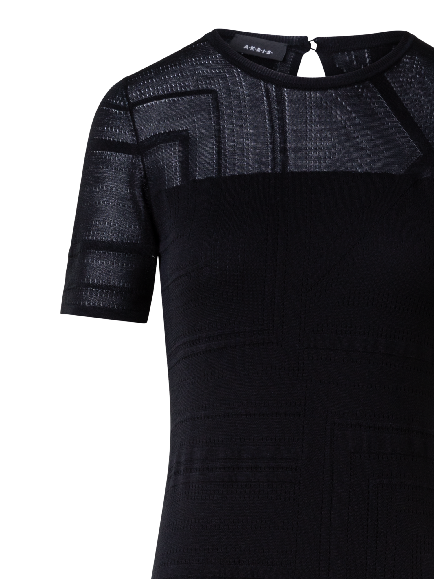 Designer Silk Cotton Knit Lizzi's Lines Midi Dress - black