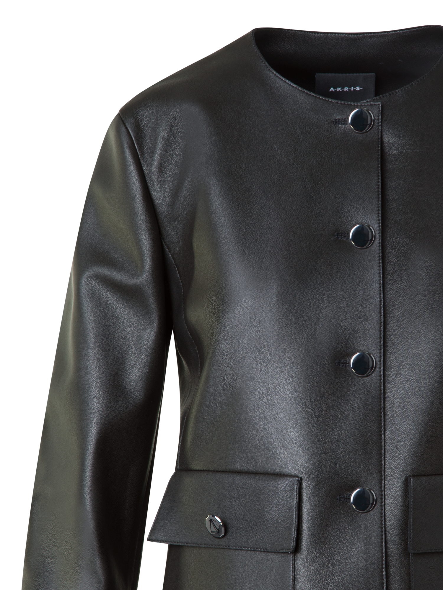 Designer Leather Jacket with Bracelet Sleeves - black - neutral